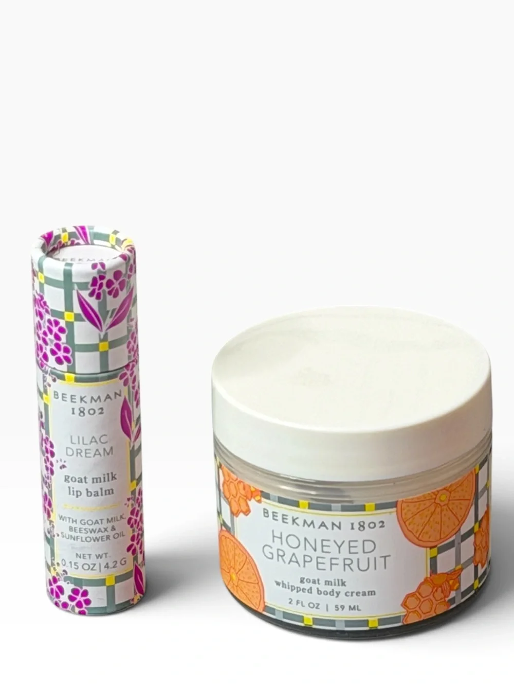 Beekman 1802 Honey Grapefruit Whipped Body Cream & Lilac Dream Lip Balm Set